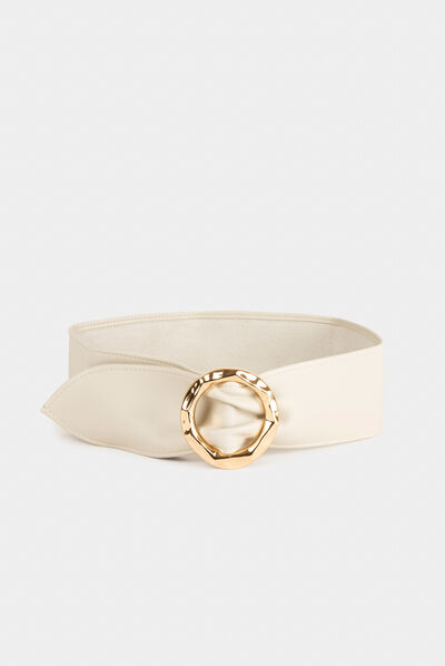 Ceintuur met ronde gesp beige vrouw