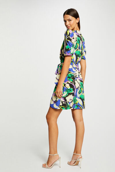 Overslagjurk met abstracte print meerkleurig vrouw