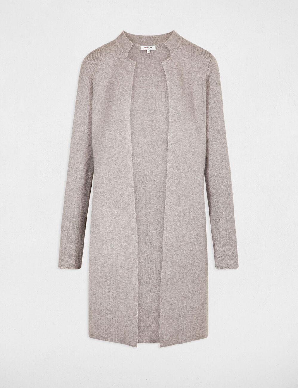 Gilet droit &agrave; col crant&eacute; gris clair femme