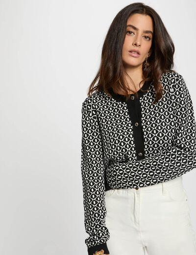 Kort jacquardvest zwart vrouw