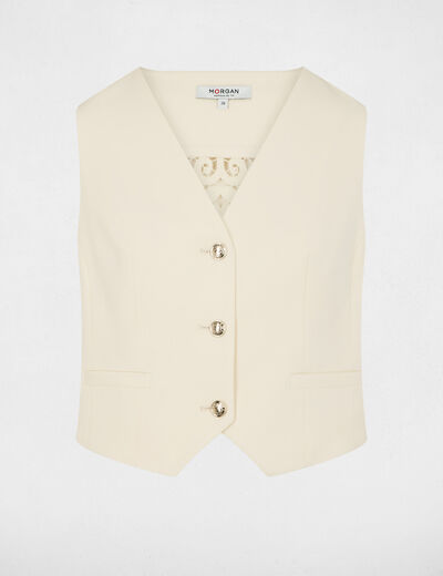Mouwloos kanten vest creme vrouw