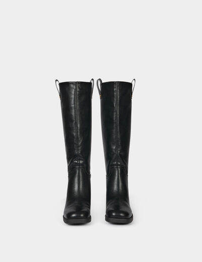 Botte à talon similicuir noir femme