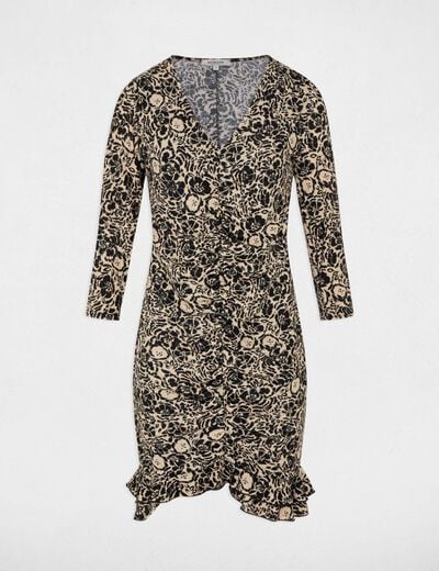 Robe maille col v multicolore femme