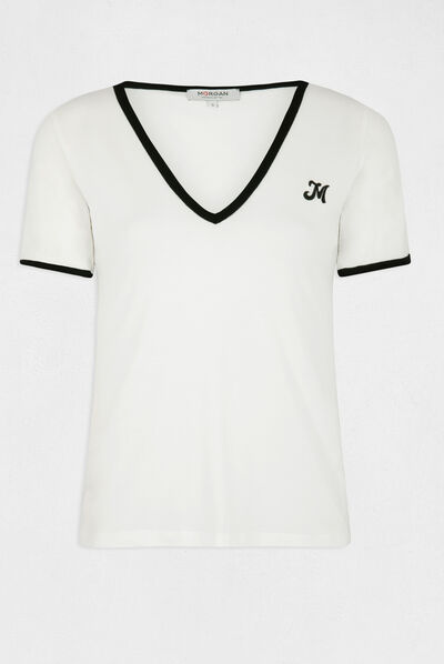 T-shirt korte mouwen ecru vrouw
