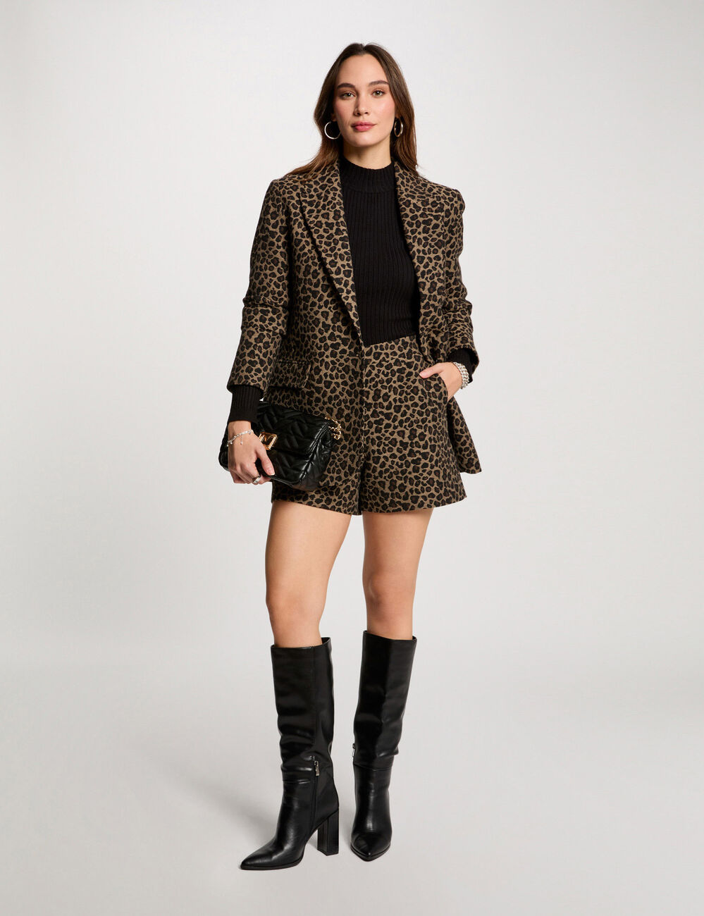 Rechte short met luipaardprint meerkleurig vrouw