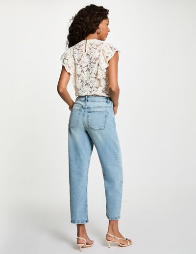 dubbel stone washed denim vrouw