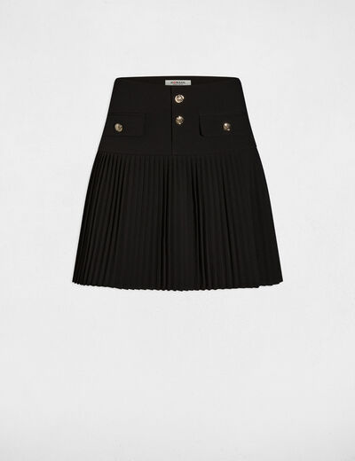 Jupe courte pliss&eacute;e noir femme