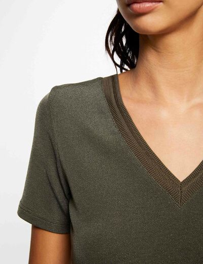 T-shirt met korte mouwen en V-hals brons vrouw