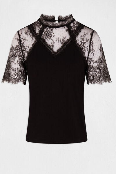 T-shirt à manches courtes noir femme