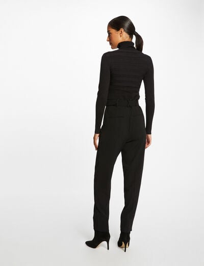 Pull col roulé ajusté noir femme