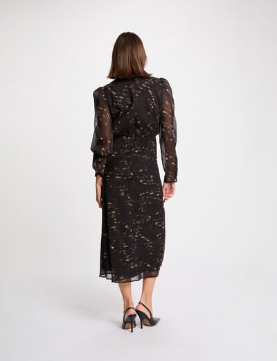 Robe longue manches bouffantes multicolore femme