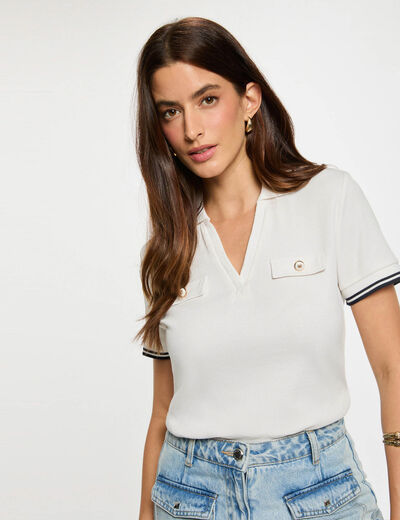 T-shirt polo cintré blanc femme