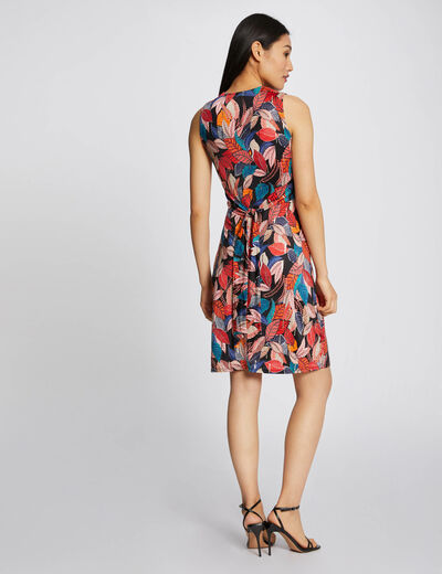 Wijd uitlopende jurk met groenteprint meerkleurig vrouw