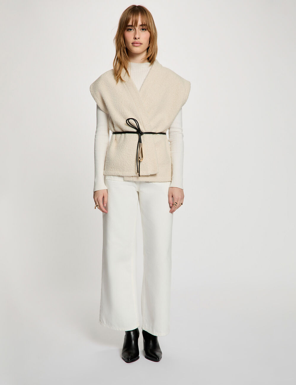 Veste sans manches ivoire femme