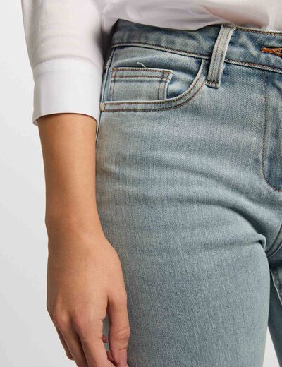 Jeans regular taille standard denim bleach femme