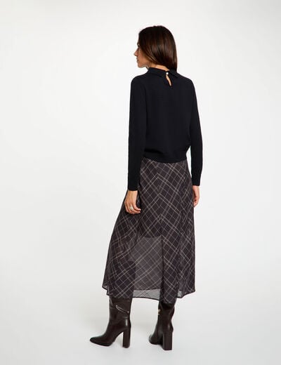 Jupe midi taille haute multicolore femme