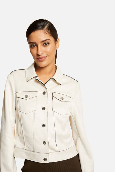 Rechte blazer in suede met knopen  vrouw