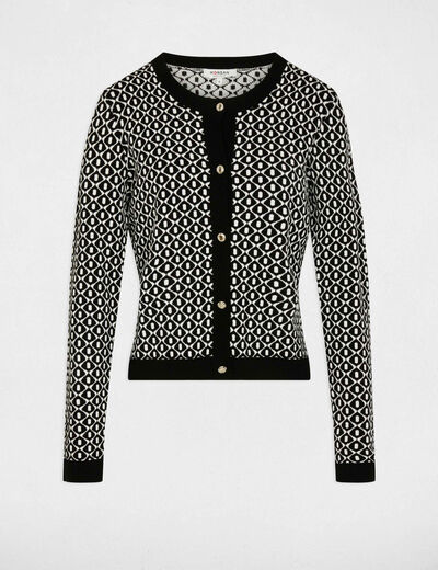 Kort jacquardvest zwart vrouw