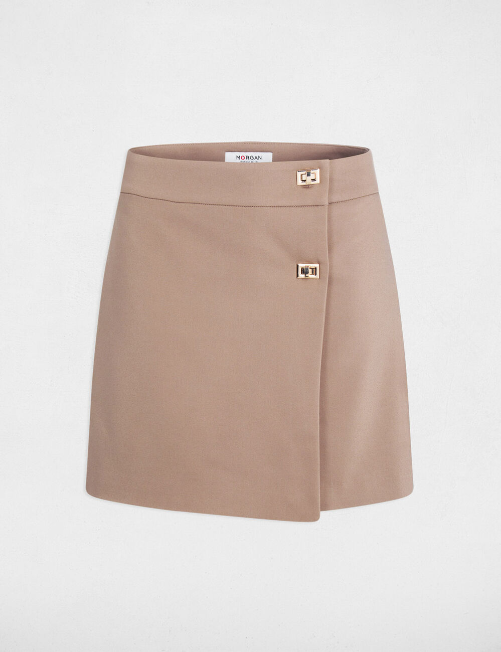 Jupe short taille haute taupe femme
