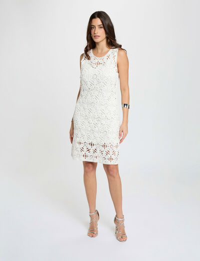 Robe tricot cintr&eacute;e blanc femme