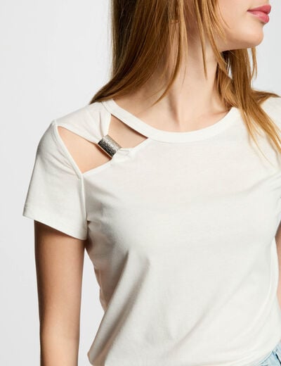 T-shirt met korte mouwen helder wit vrouw