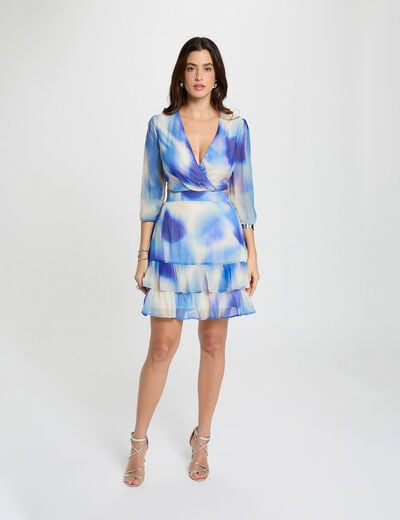 Robe courte ajust&eacute;e multicolore femme