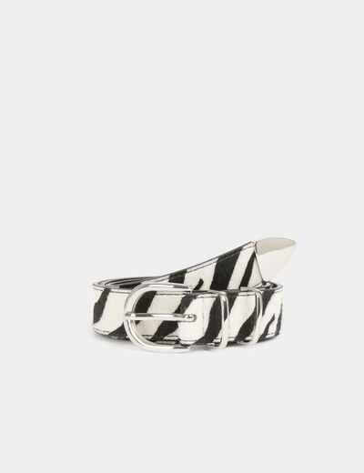 Ceinture imprimé zèbre ivoire femme