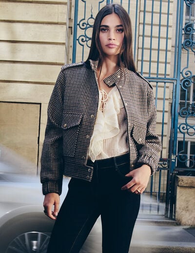 Tweed jas met mao-kraag meerkleurig vrouw