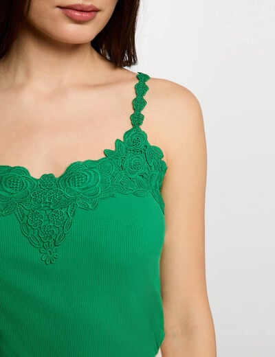 Lace top met vierkante hals weide groen vrouw