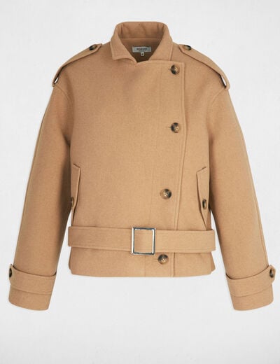 Manteau court oversize beige femme