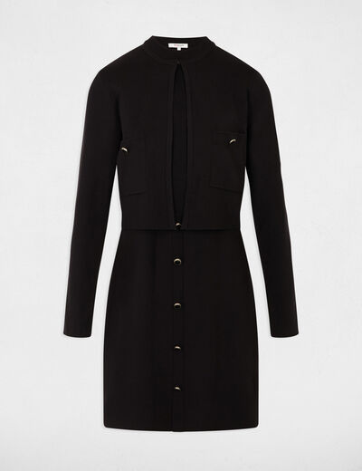 Robe courte effet 2-en-1 noir femme