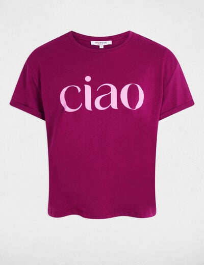 T-shirt col rond prune femme
