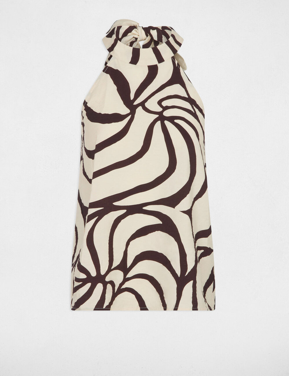 Top pliss&eacute; col montant multicolore femme