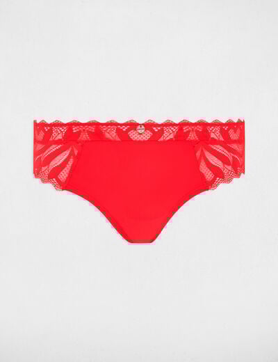 Shorty en dentelle rouge femme