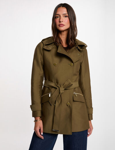 Getailleerde trenchcoat met capuchon brons vrouw