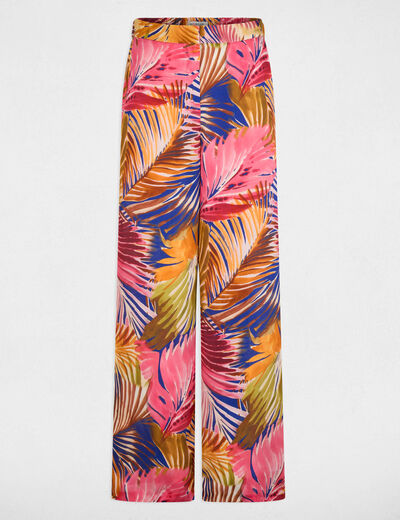 Pantalon droit fluide multicolore femme