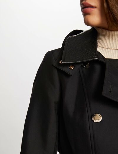 Trenchcoat details kunstleer zwart vrouw