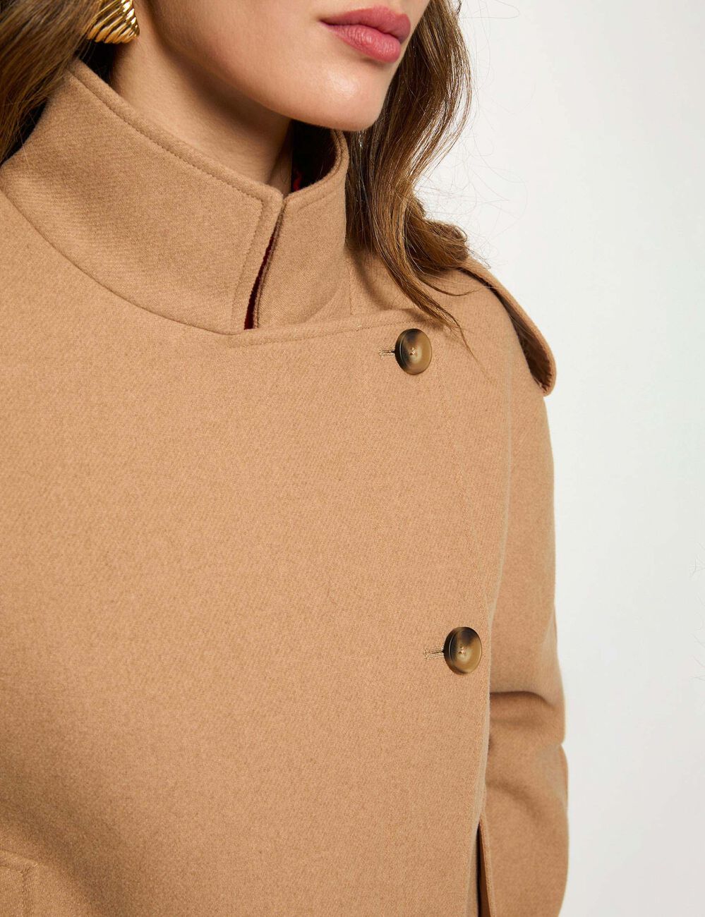 Oversized korte jas beige vrouw