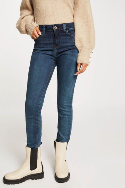 Slimfit jeans met hoge taille jean stone vrouw