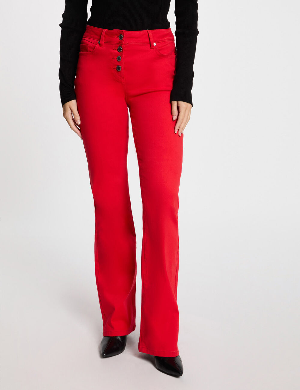 Bootcut broek met knoopsluiting rood vrouw