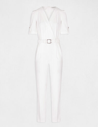 Combinaison droite avec ceinture ecru femme