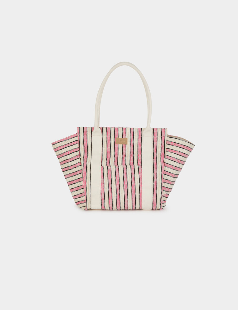 Gestreepte shopper ivoor vrouw