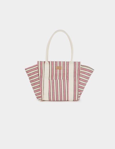 Gestreepte shopper ivoor vrouw