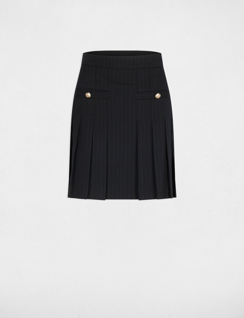 Jupe courte plissée bleu marine femme
