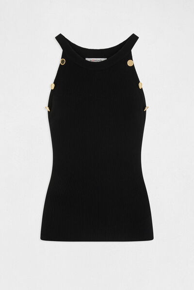 Tanktoptrui met knopen zwart vrouw