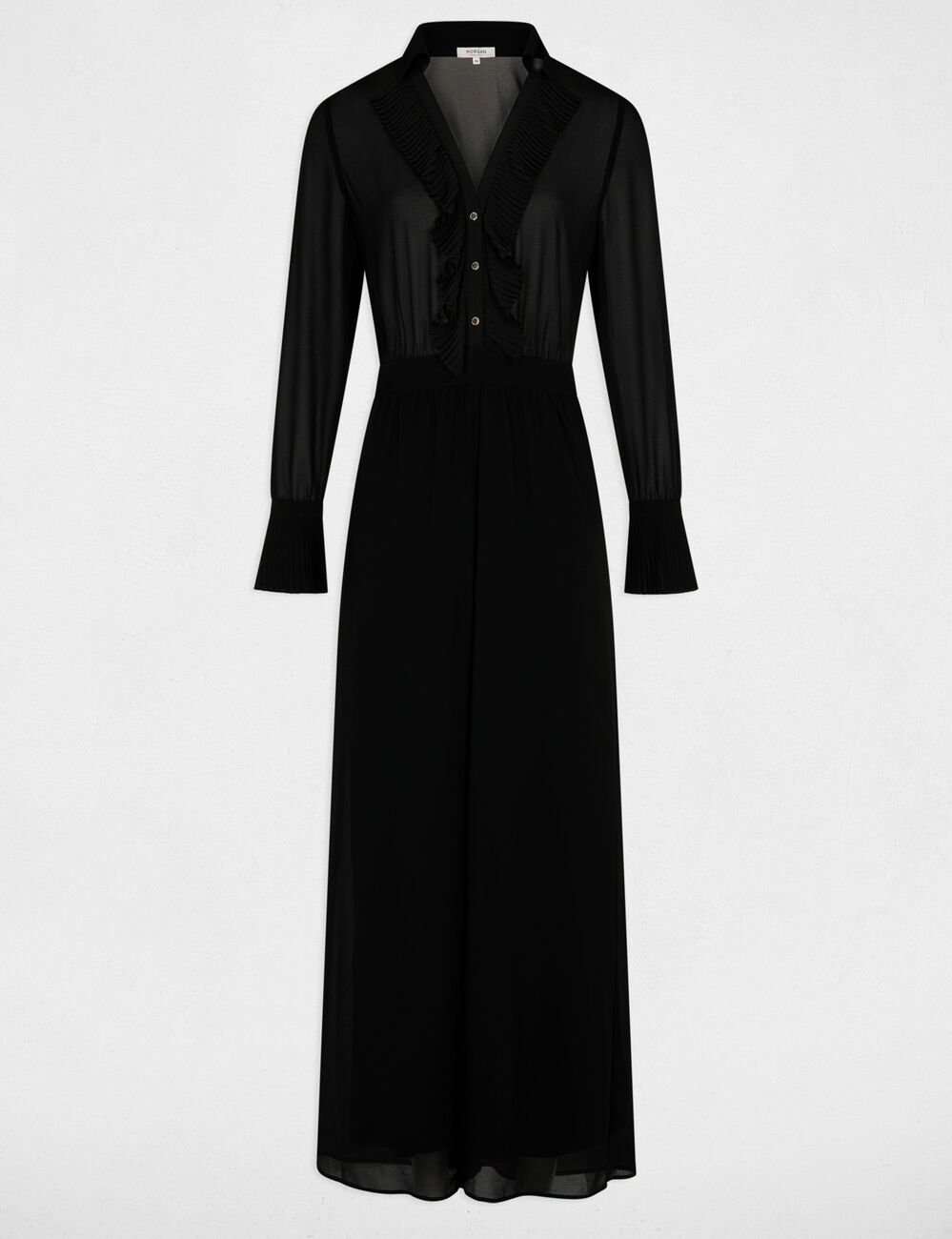 Combinaison fluide col &agrave; revers noir femme