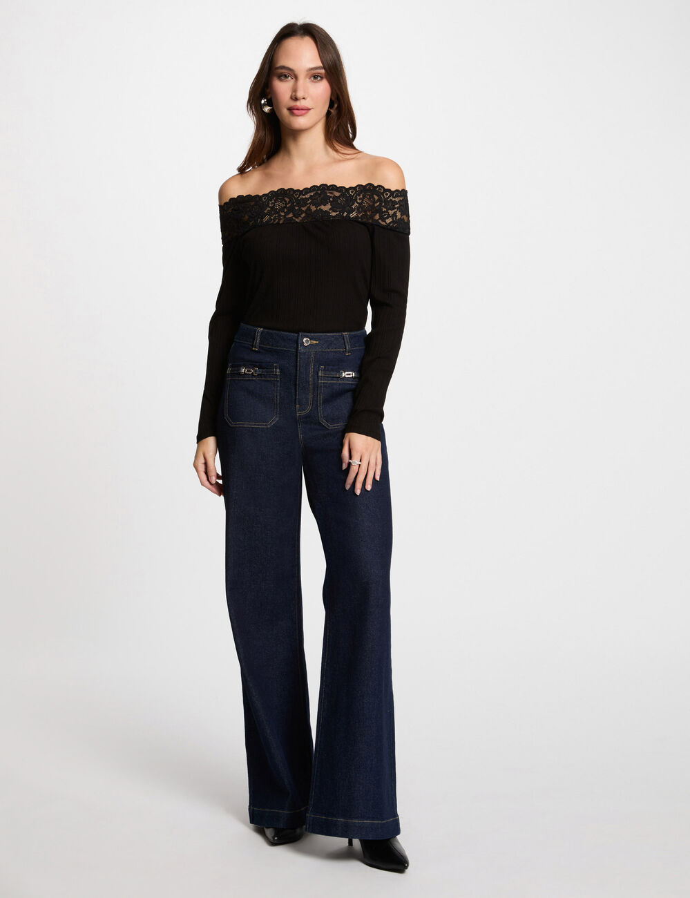T-shirt met lange mouwen zwart vrouw