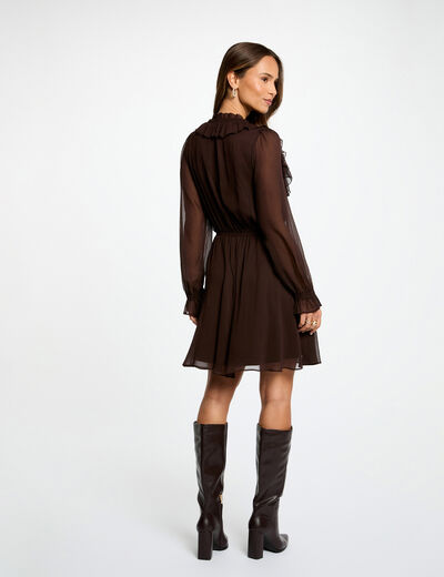 Robe courte ajustée marron foncé femme