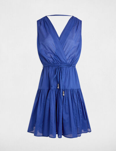 Robe courte évasée bleu electrique femme