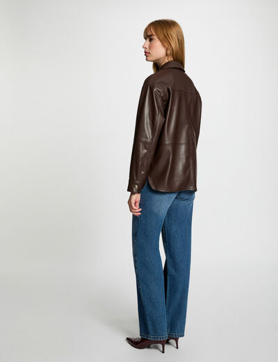 Surchemise manches longues marron foncé femme